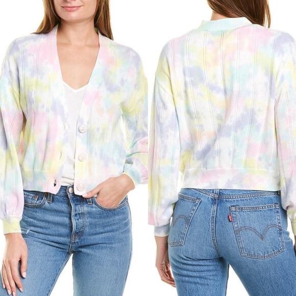27 Miles Malibu Keaton Rainbow Dye Cardigan Sweater Small Cotton - Picture 2 of 8